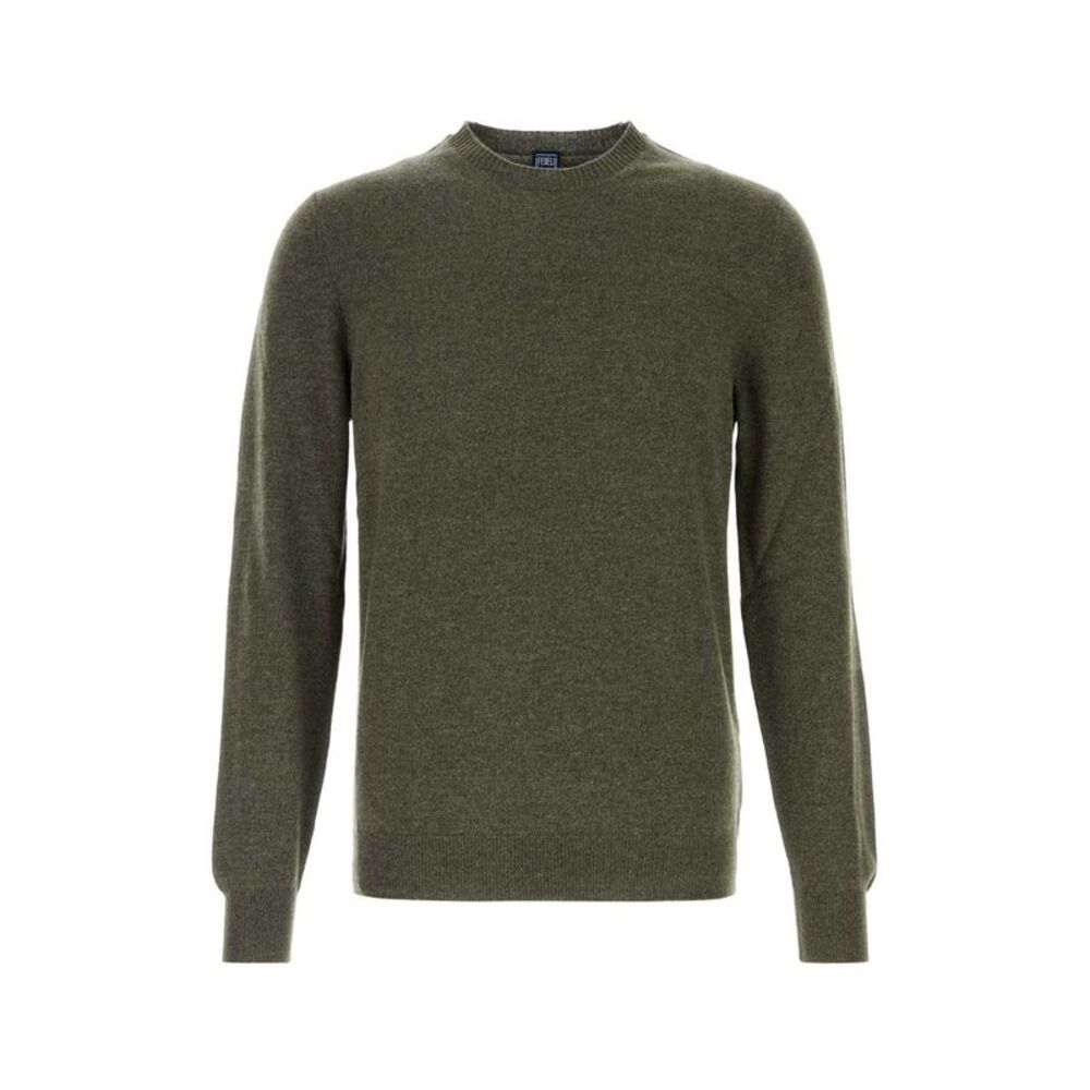 Fedeli Men Olive Green Cashmere Sweater